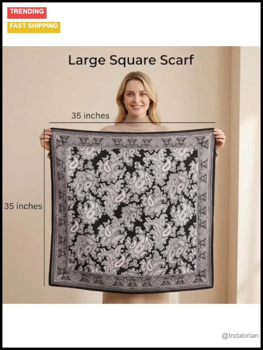 Large Square Silk Head Scarf Satin Bandana Hair Wrap for Women